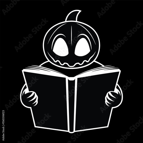 Spooky Pumpkin Reading Book Halloween Design