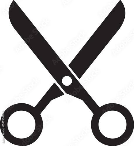 Sharp Scissors Icon Black and White Cutting Tool Illustration