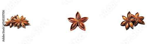 A detailed PNG set of star anise spice, cut out with transparent background for culinary, design, or educational use.