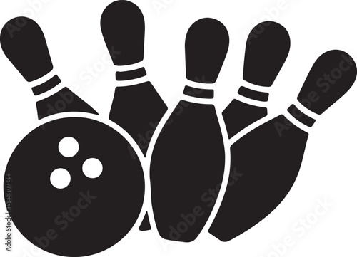Bowling pins and ball Classic bowling game illustration
