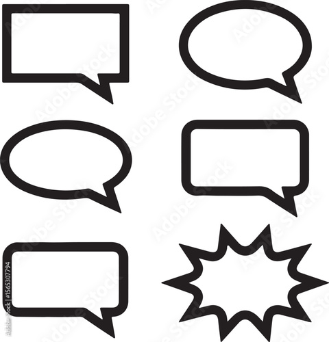 Collection of Speech Bubbles Various Shapes for Communication Design