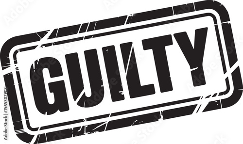 Guilty Stamp Black Silhouette of a Rectangular Shape with Dog Illustration