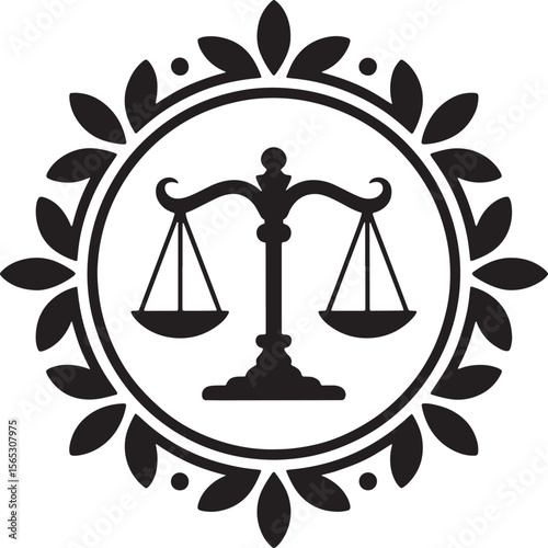 Law Firm Logo Frame Black Silhouette Animal Illustration with Geometric Design
