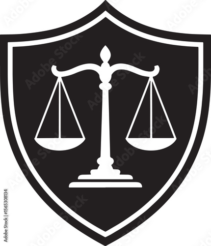 Black Silhouette Shield Icon Security Protection and Safety Graphic