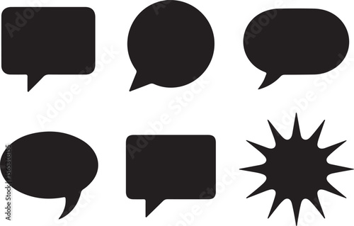 Collection of Black Speech Bubbles and Starburst for Design Projects