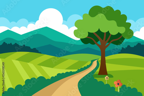A Peaceful Countryside Scene Featuring A Vineyard And A Quaint Little Farmhouse