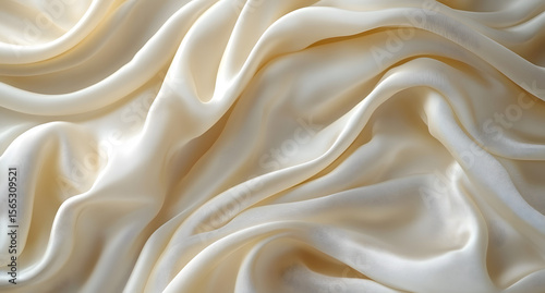 Closeup of white silk fabric photo. Smooth elegant white silk can use as background. Beautiful image. Silk fabric. Ivory. Texture, background, pattern. 