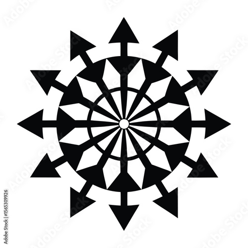Abstract Black and White Arrow Mandala Graphic Design