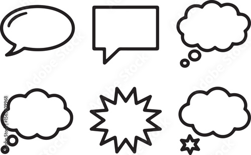 Collection of Hand-Drawn Speech Bubbles and Thought Bubbles for Design Projects