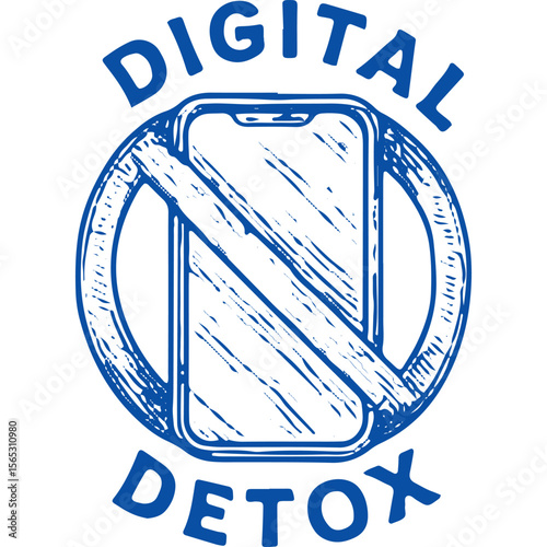 Stylish smartphone icon with digital detox sign, perfect for wellness and tech-free stock graphics
