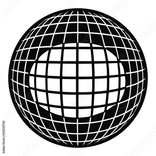 Retro disco ball silhouette with a detailed grid texture perfect for vintage party or music event graphics and designs