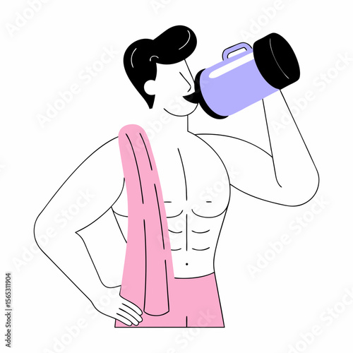Vector Illustration of Man with Nutrition Supplement Drink 