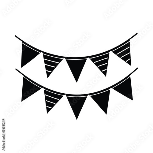 Festive triangle bunting flags silhouette banner design for celebrations parties and advertisements