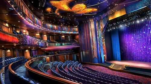 Grand Theater, Cruise Ship Venue, Luxurious Interior Design