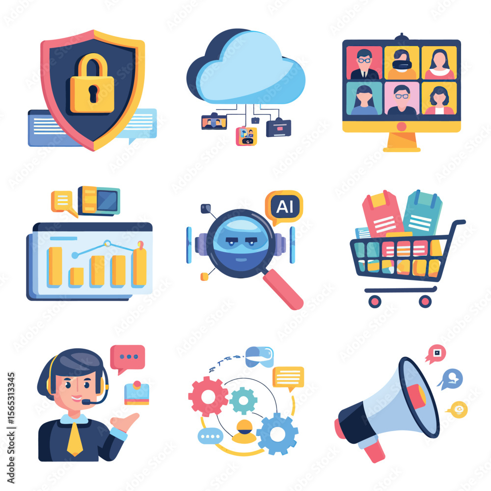 Obraz premium vector icons for robots, artificial intelligence, and the assistance provide in work and security 