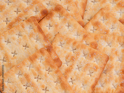 Close-Up of Square Salted Crackers