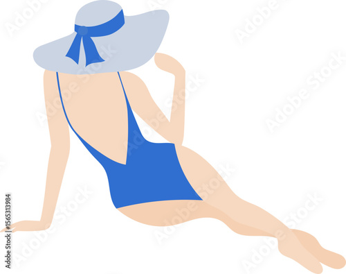 Woman in Bathing Suit illustration. Element Summertime