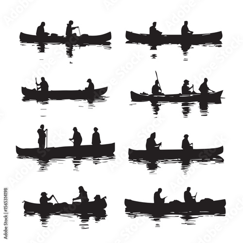 set of silhouettes of boats