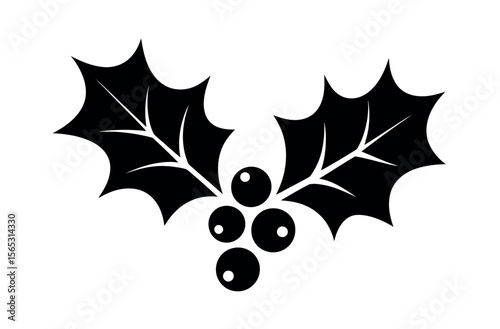 Elegant black and white holly sprig graphic.