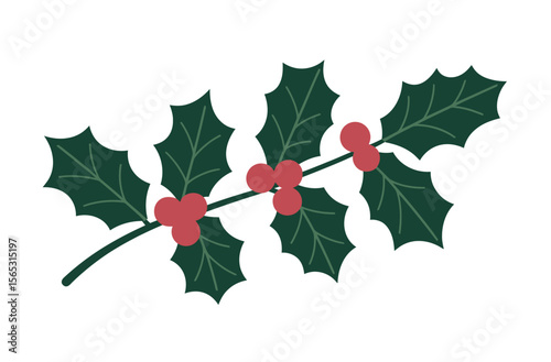 Festive Holly Branch Design for Holiday Decor