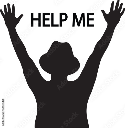 Silhouette of Person Pleading for Help Urgent Need Assistance