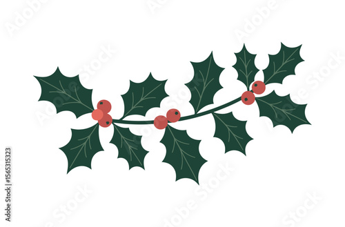 Festive Holly Branch Design for Holiday Decor