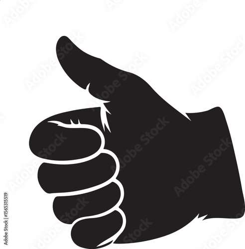 Thumbs Up Gesture Black and White Hand Silhouette Illustration