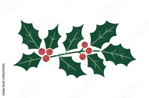 Festive Holly Branch Design for Holiday Decor