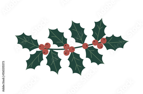 Festive Holly Branch Design for Holiday Decor