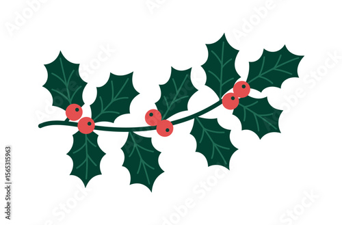 Festive Holly Branch Design for Holiday Decor