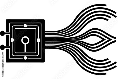 Cyber Key Circuit Logo – Futuristic Tech Security Vector