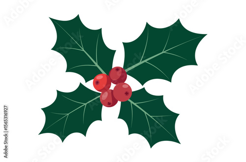 A simple, stylized graphic of a holly sprig with leaves and berries.