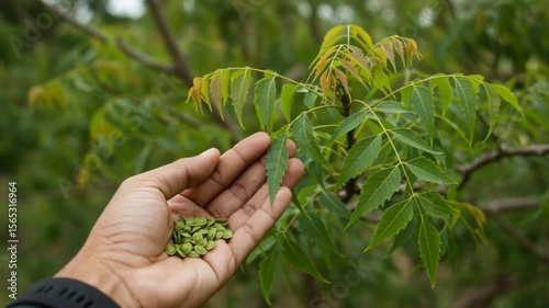 Fresh Neem Leaves and Seeds Harvest