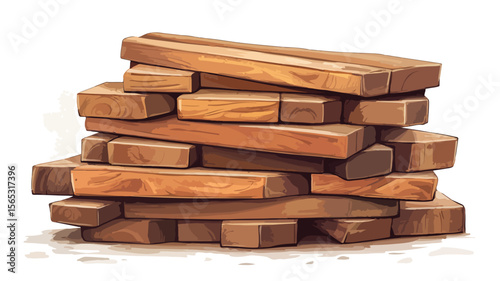 Rustic Stacked Wooden Timber Planks Outdoor Lumberyard