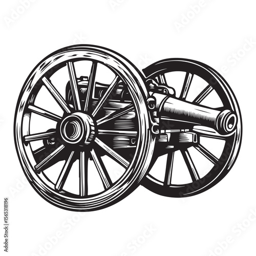 Silhouette of Vintage cannon vector illustration