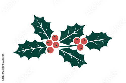 Festive Holly Branch Design for Holiday Decor