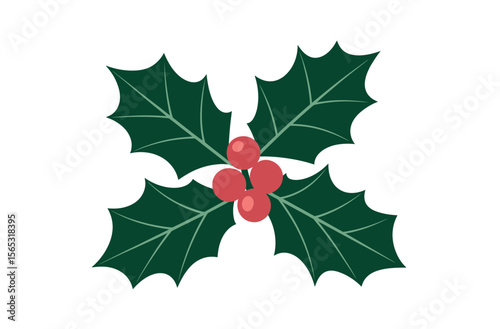 A simple, stylized graphic of a holly sprig with leaves and berries.