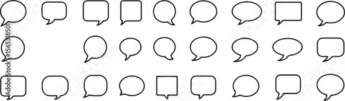 Collection of Diverse Speech Bubbles Outline Shapes for Design