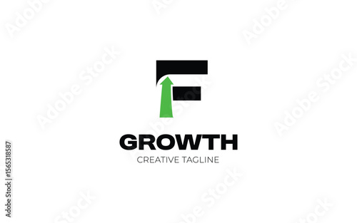 Arrow up logo with letter F for growth logo, finance and investment