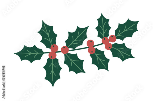 Festive Holly Branch Design for Holiday Decor