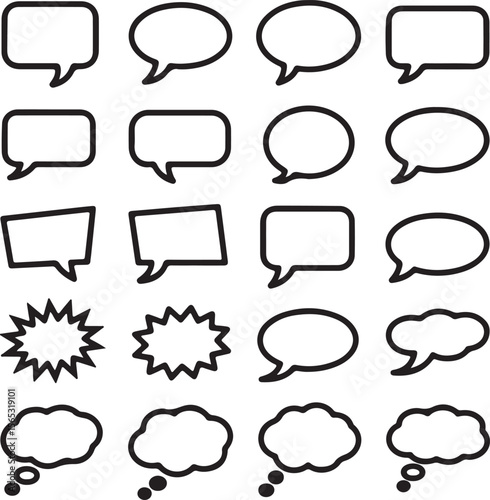 Collection of Blank Speech Bubbles and Thought Bubbles for Design