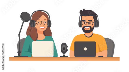 Young Caucasian Man and Woman Collaborating on a Project