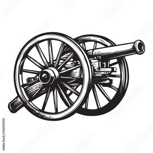 Silhouette of Vintage cannon vector illustration