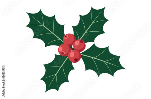 A simple, stylized graphic of a holly sprig with leaves and berries.