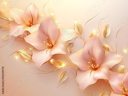 Pink flowers with gold accents