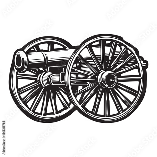 Silhouette of Vintage cannon vector illustration