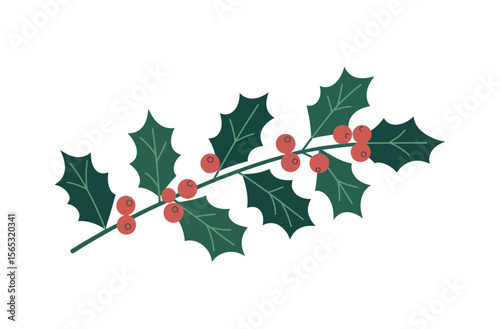 Festive Holly Branch Design for Holiday Decor