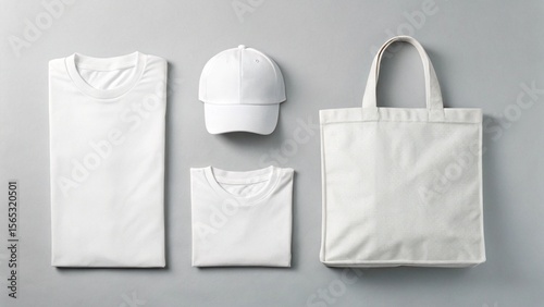 Blank White Apparel Mockup on Gray Background