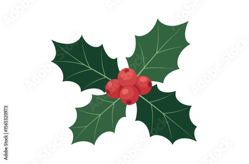 A simple, stylized graphic of a holly sprig with leaves and berries.