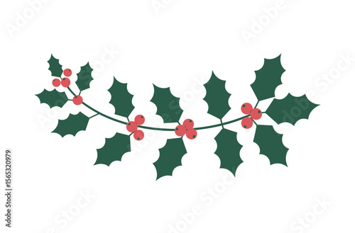 Festive Holly Branch Design for Holiday Decor